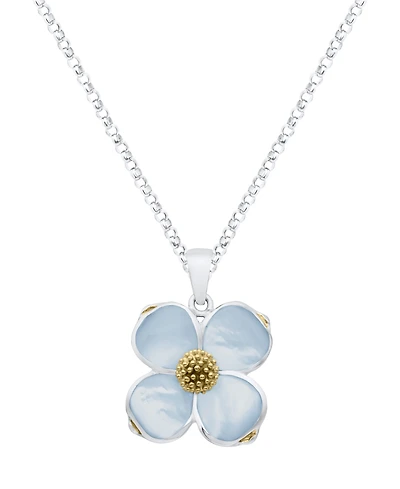 Macy's Blue Pearl Dogwood Pendant Necklace in Sterling Silver