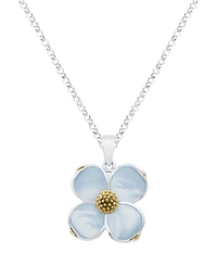 Macy's Blue Pearl Dogwood Pendant Necklace in Sterling Silver