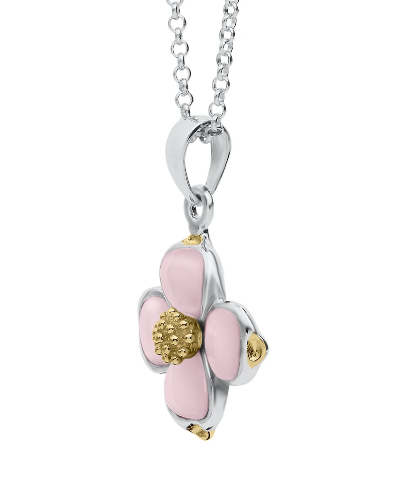 Macy's Pink Pearl Dogwood Pendant Necklace in Sterling Silver