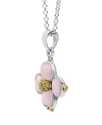 Macy's Pink Pearl Dogwood Pendant Necklace in Sterling Silver