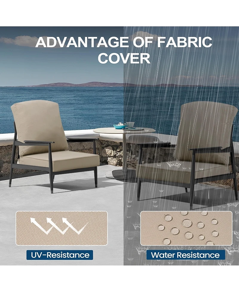 Pellebant 22 x 21 3.5 inches Patio Premium Fabric Outdoor Seat Cushions Set (Seat and Back)