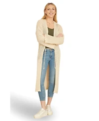 Yumi Women's Crochet Long Line Cardigan