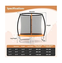 Ruie Outdoor Recreational Trampoline with Safety Enclosure Net Ladder
