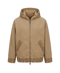 Modenaire Men's Embroidered Trim Zip-Front Hooded Jacket