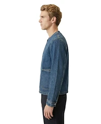 Modenaire Men's Denim Zip-Front Collarless Jacket