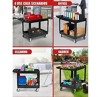 gaomon 2 Tier Metal Utility Cart 40 x 17 x 33 5 inch, 330 Lb Steel Rolling Tool Cart with Wheels for Garage Workshop