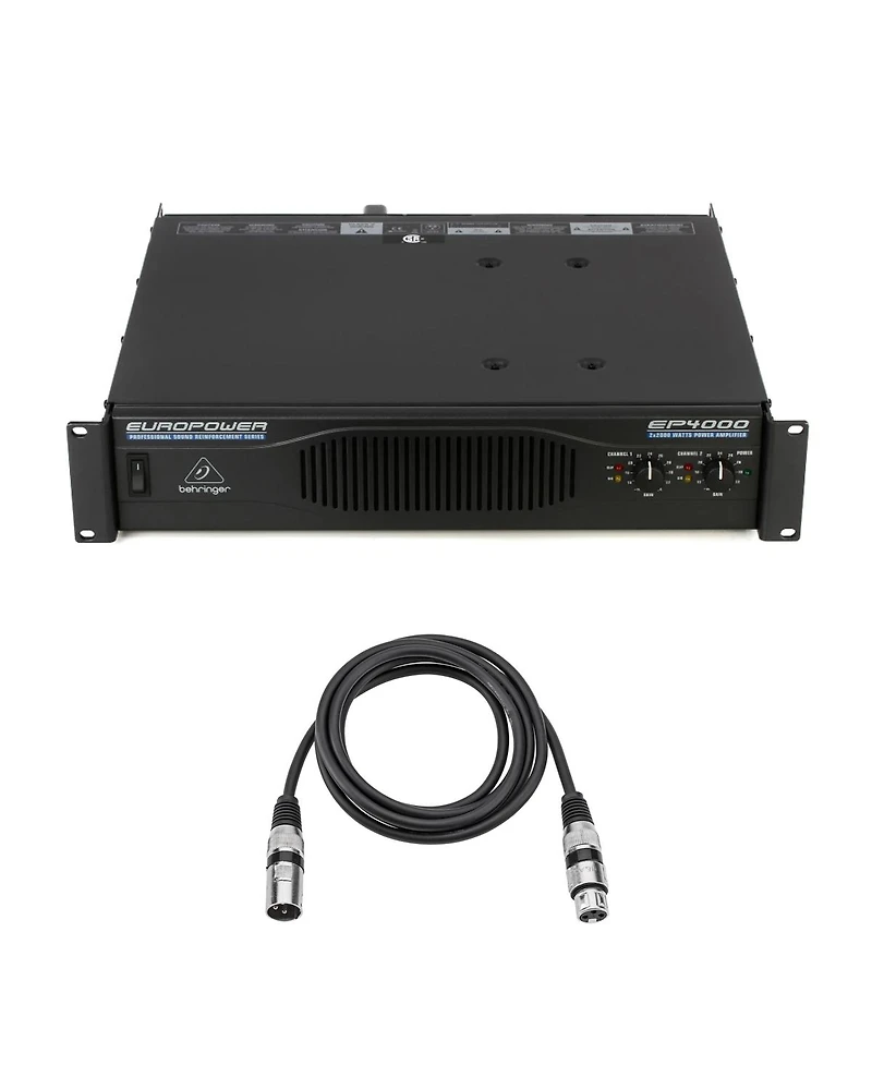 Behringer EP4000 4000W Professional Stereo Power Amplifier with Xlr Microphone Cable