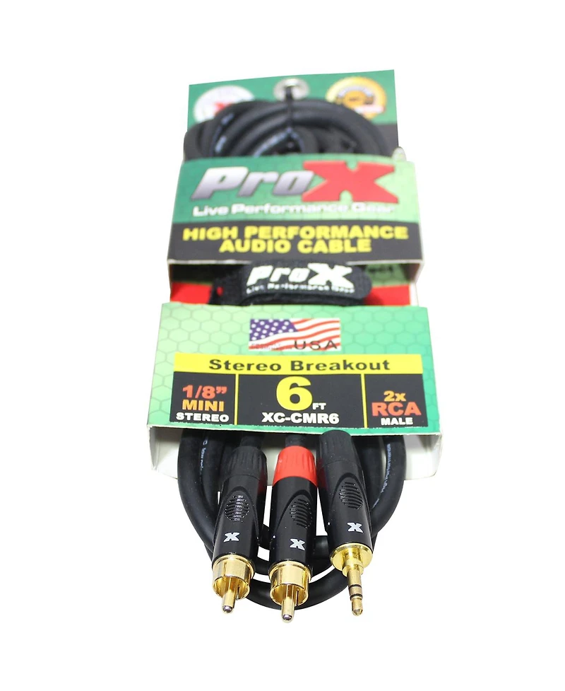 ProX Xc-CMR6 6' 1/8" (3.5mm) Trs to Dual Rca-m High Performance Audio Cable
