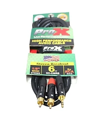 ProX Xc-CMR6 6' 1/8" (3.5mm) Trs to Dual Rca-m High Performance Audio Cable