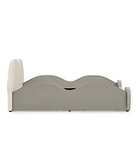 Streamdale Furniture Twin Size Cute Cloud Pu Leather Kids Bed with Guardrails and Storage