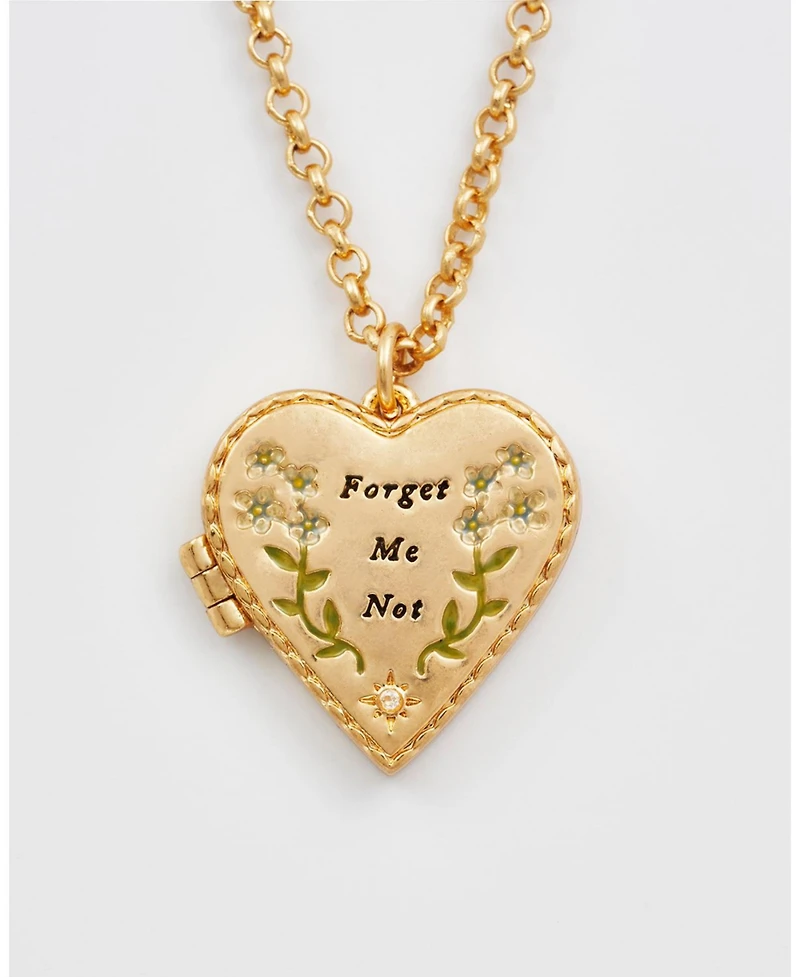 Fable England Forget Me Not Heart Locket Necklace