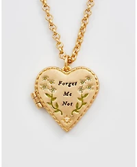 Fable England Forget Me Not Heart Locket Necklace
