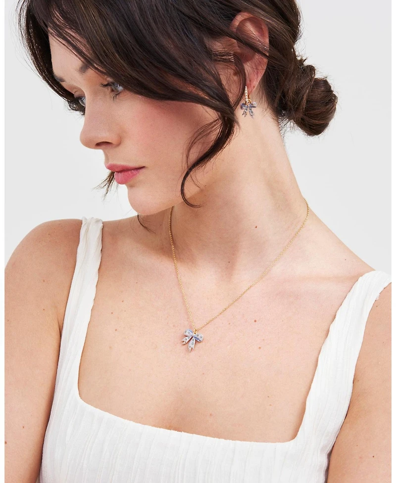 Fable England Forget Me Not Bow Pendant Necklace