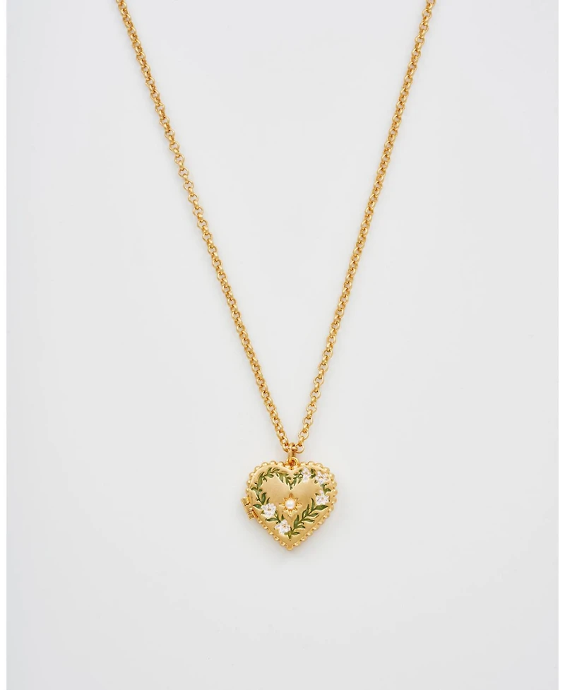 Fable England Jasmine Heart Locket Necklace