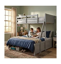 Slickblue Wooden Twin Over Bunk Bed with 3-Step Ladder and Protective Guardrails
