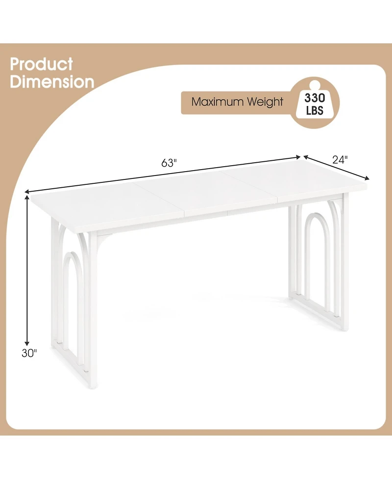 Slickblue 63 Inch Kitchen Dining Table for 6-8 Rectangular Farmhouse