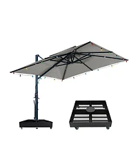 Mondawe Cantilever Patio Umbrella with Diy Drape Hook and Base