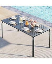 gaomon 71 Inch Aluminum Outdoor Patio Rectangular Dining Table with Umbrella Hole