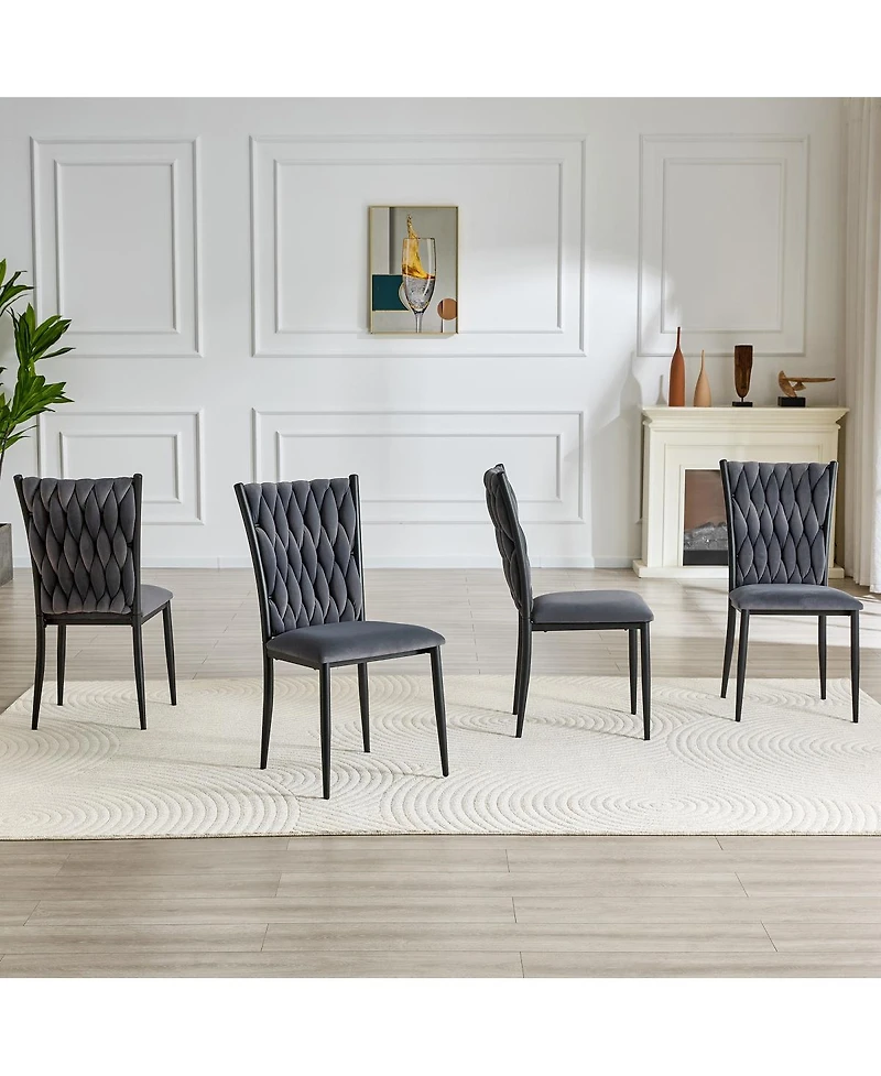 Streamdale Furniture Velvet Tufted Dining Chair with Metal Legs