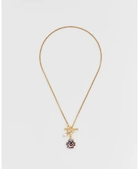 Fable England Pansy and Pearl Toggle Necklace