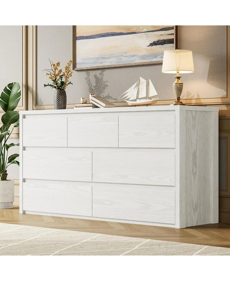 gaomon 7 Drawer Wood Dresser for Bedroom, Wide Modern Storage Chest for Living Room, Hallway, Entryway