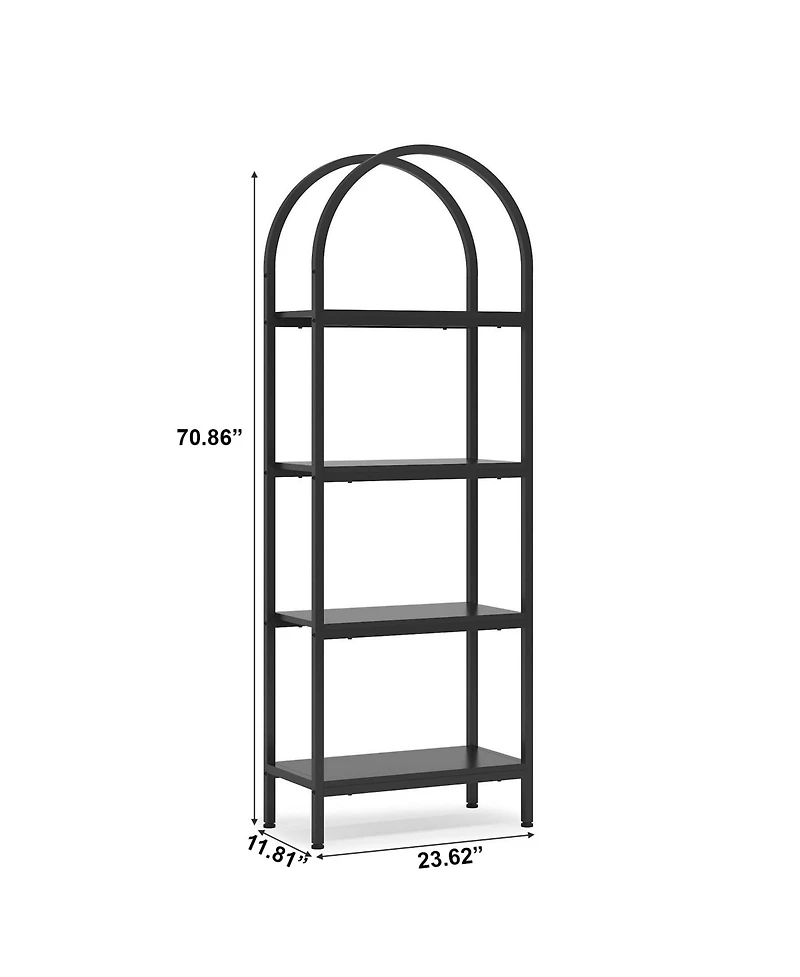 Slickblue 4-Tier Bookcase Shelf with Arched Design for Books and Decor