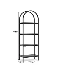 Slickblue 4-Tier Bookcase Shelf with Arched Design for Books and Decor