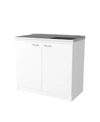 Fm Furniture Napoles Utility Sink with Built-In Storage and Work Surface, Ideal for Food Prep, Organization, Extra Counter Space
