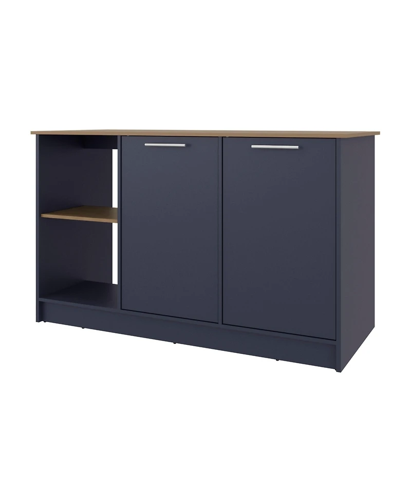 Fm Furniture Demon Kitchen Island with Storage Cabinet and Open Shelves