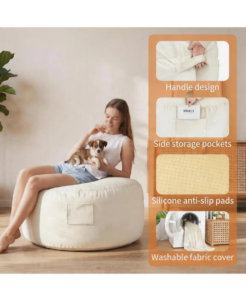 gaomon 4 in 1 Adult Bean Bag Chair, Large Beanbag with Memory Foam and Removable Cover, Oversized Flannel Lazy Sofa Couch Bed