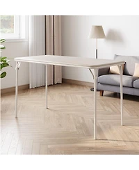 homfan Heavy-Duty Folding Table with Pu Leather Top and Sturdy Metal Frame - Portable Space-Saving for Parties, Picnics Events