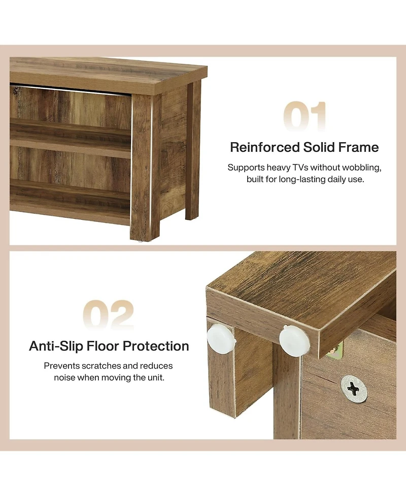 Tribesigns Farmhouse Media Console Entertainment Center with Storage, 2-Tier Television Stand