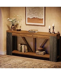 Tribesigns 70.9-Inch Extra Long Console Table, 2-Tier Farmhouse Sofa Table Behind Couch, Large Engineered Wood Entry