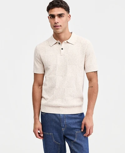 Sun + Stone Men's Square Stitch Marled Polo Shirt, Macy's Exclusive