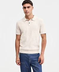Sun + Stone Men's Square Stitch Marled Polo Shirt, Macy's Exclusive