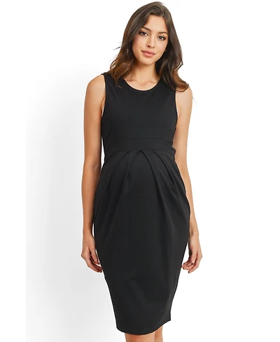 Hello Miz Maternity Sleeveless Pleated Bodycon Dress