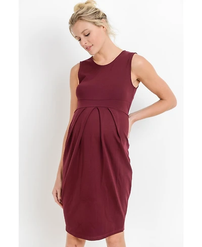 Hello Miz Maternity Sleeveless Pleated Bodycon Dress