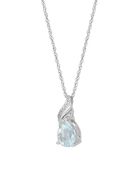 Macy's Aquamarine (1-1/3 ct. t.w.) & Diamond Accent Pendant Necklace in Sterling Silver