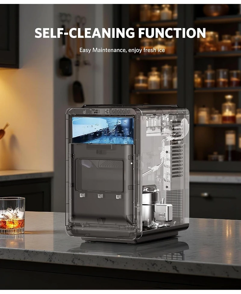 Cowsar Crescent Ice Maker Countertop, 27Lbs/24H, Self-Cleaning