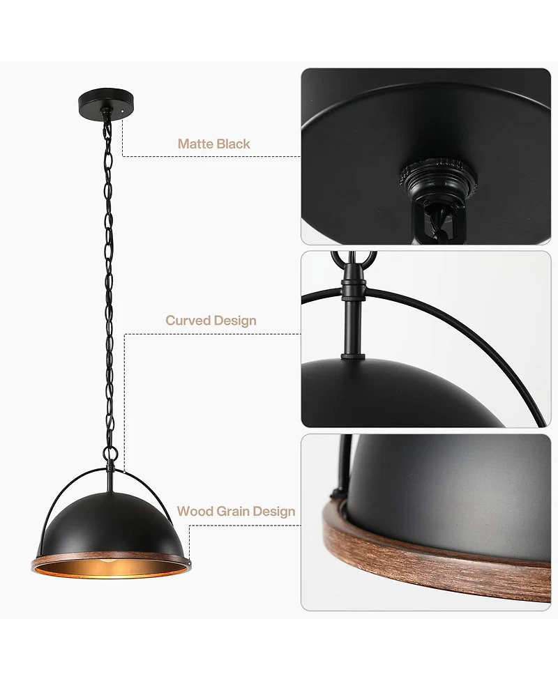 Tribesigns 13" Metal Pendant, 1-Light Industrial Pendant Lights With Adjustable Height
