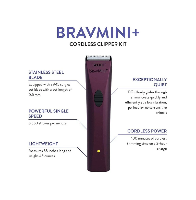 Wahl Professional Animal Bravmini+ Pet, Dog, Cat, and Horse Cordless Trimmer Kit