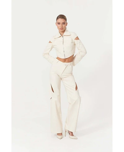 Jendue Women's Chaby Chic Cut-Out Denim Jeans - Unique and Stylish