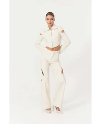 Jendue Women's Chaby Chic Cut-Out Denim Jeans - Unique and Stylish