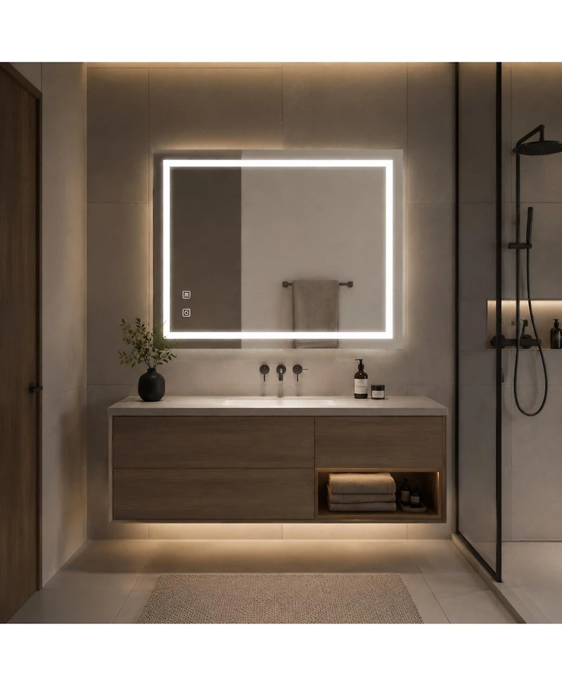 Phying Classy Led Vanity Mirror High Lumen Dimmable Touch Wall Switch Control Anti Fog Bathroom Mirror with Focused Backplane
