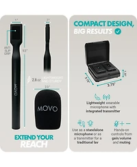 Movo Wmx-2 Wireless Lavalier Microphone System with Charging Case and Interview Mic Handle for Cameras