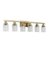 Busdays 37-Inch 6-Light Vanity Light with Clear Glass Shades, Modern Iron Bathroom Wall Fixture for Mirror No Bulbs