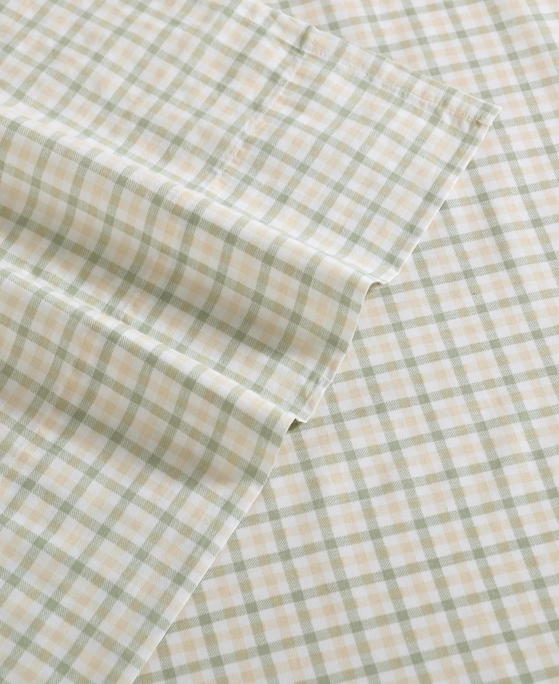 Nautica Calm Seas Gingham 200-Thread Count Cotton Percale 3-Pc. Sheet Set