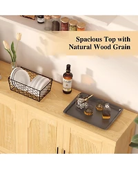 homfan Modern Farmhouse Credenza Sideboard, Fluted Doors and Adjustable Shelves with Cable Management for Dining, Kitchen, Living Room Storage