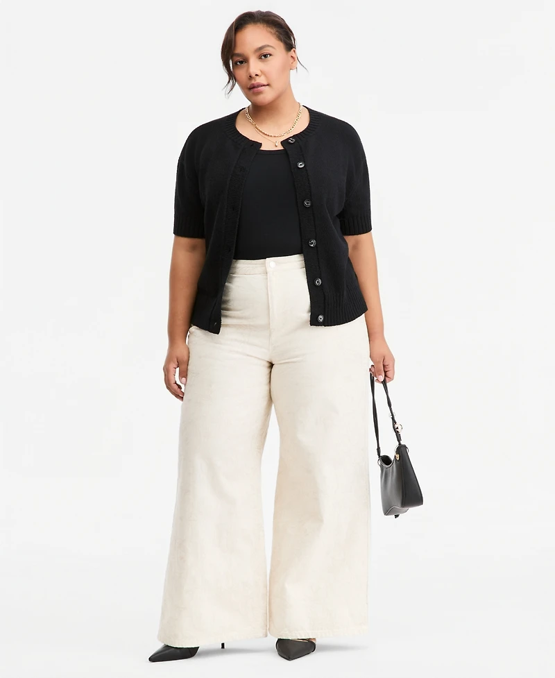 On 34th Trendy Plus Size Wide-Leg High-Rise Jeans, Macy's Exclusive
