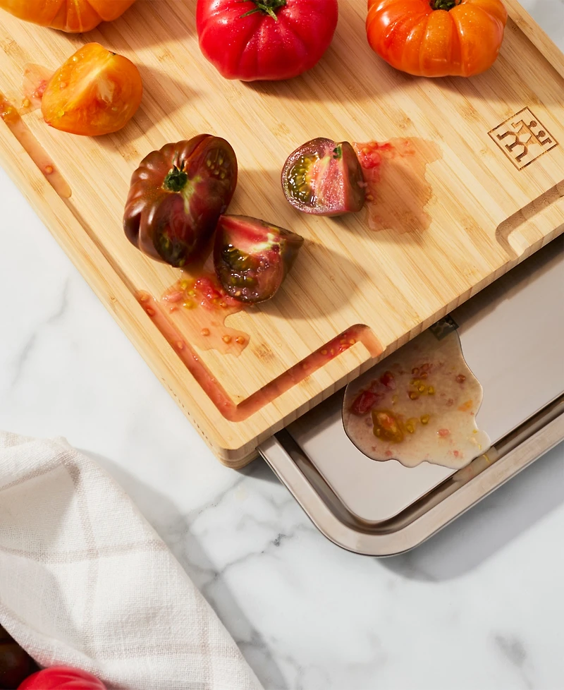 Zwilling Bamboo Cutting Board With Tray 17" x 14"
